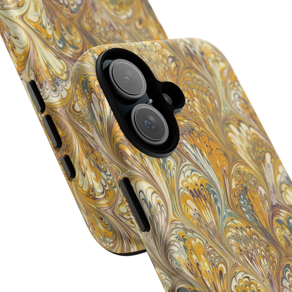 Golden Yellow Marbled Italian Phone Case - Dual Layer - Matte or Glossy