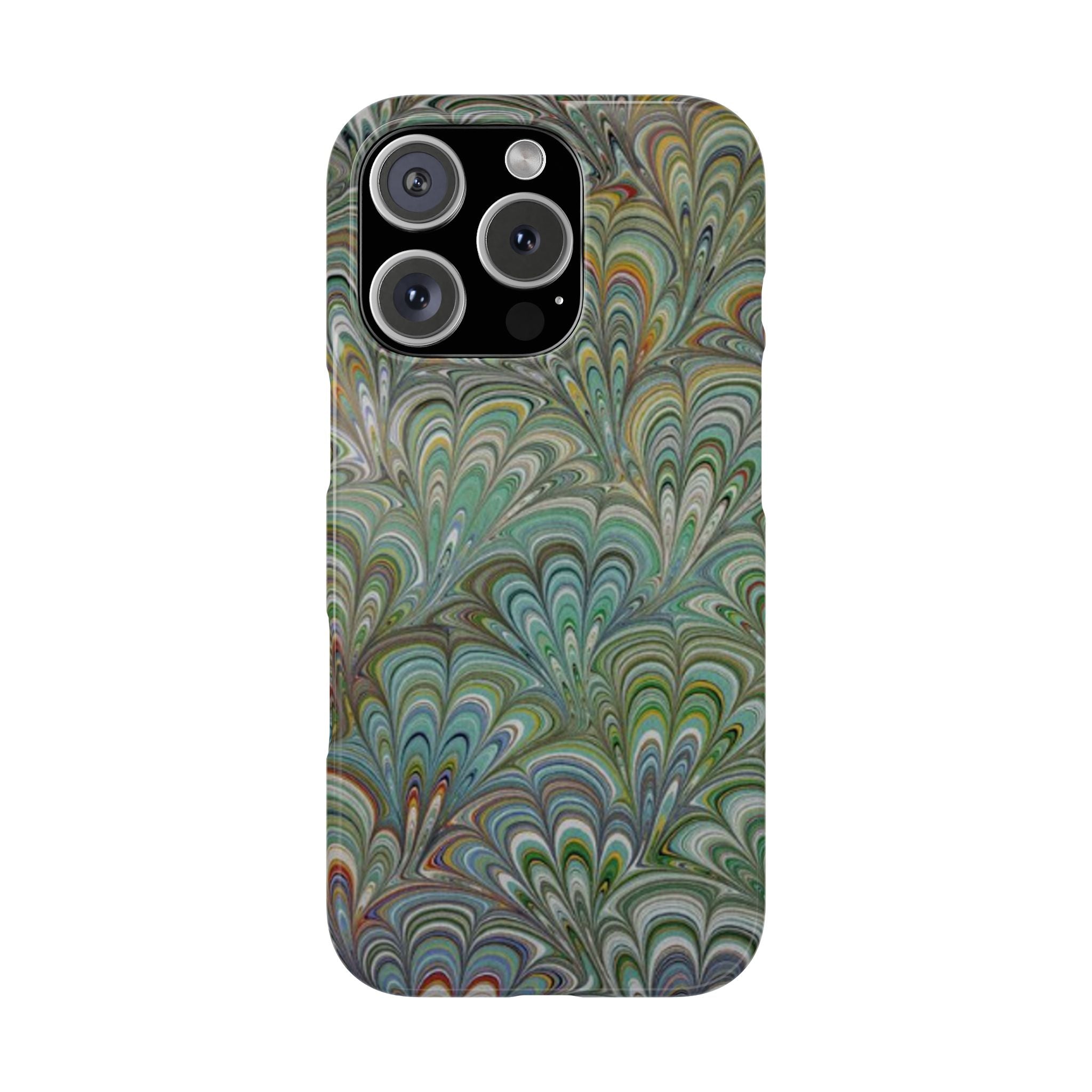 Green Feather Marbled Swirl Phone Case - Single Layer Slim Case