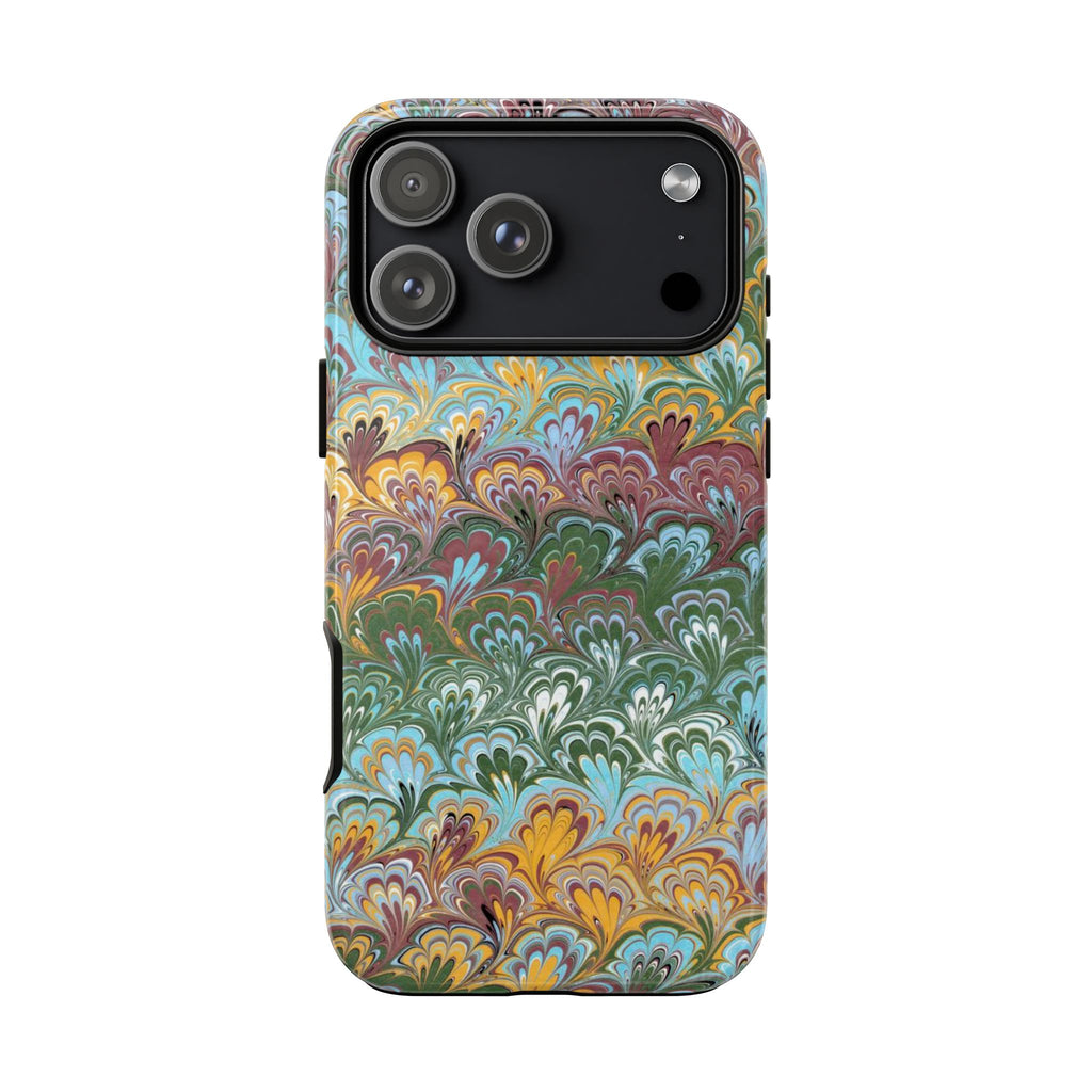 Green, Blue, + Yellow Swirl Vintage Italian Marble Design - Dual Layer Phone Cases