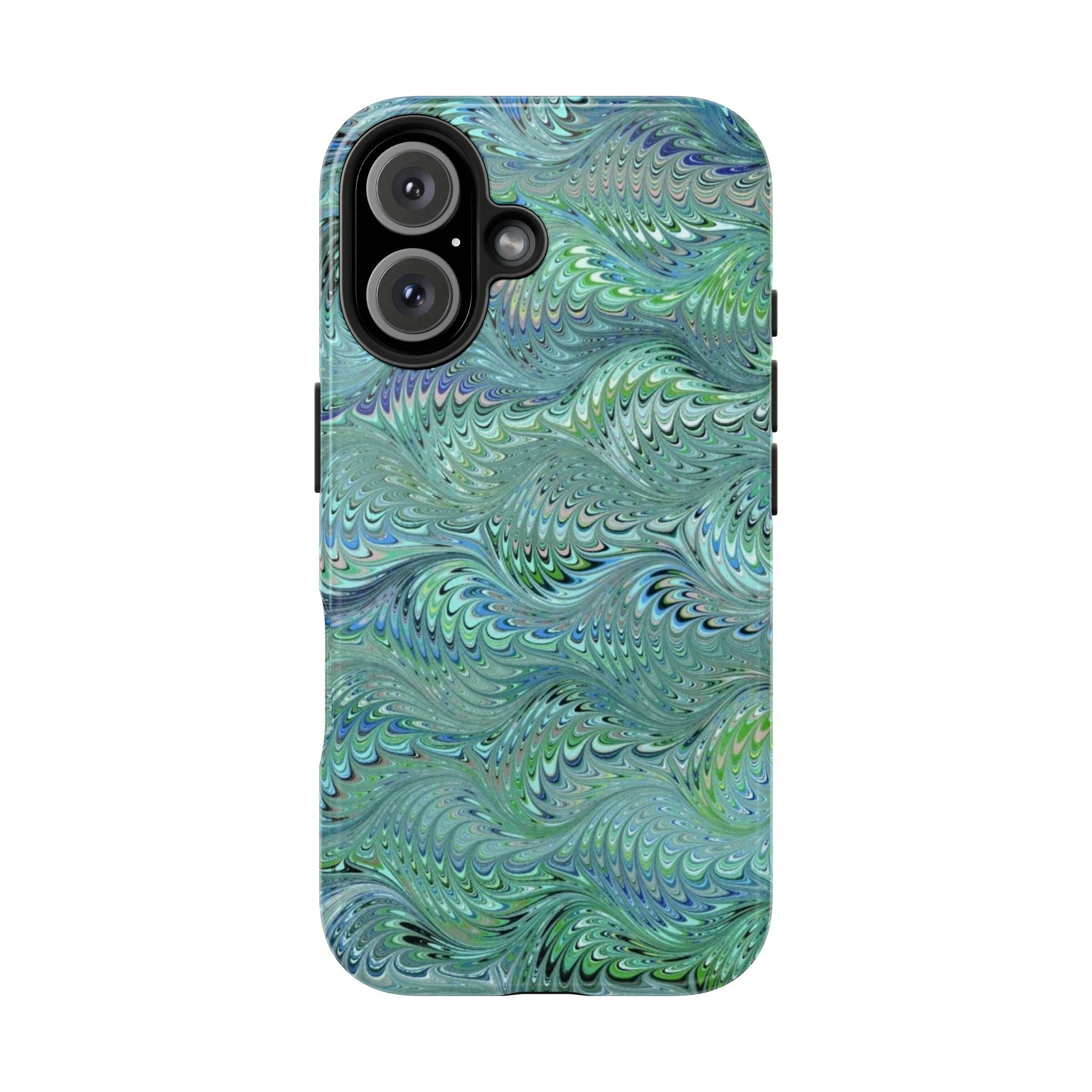 Greens and Blues Italian Swirl Wave Design Dual Layer Phone Case