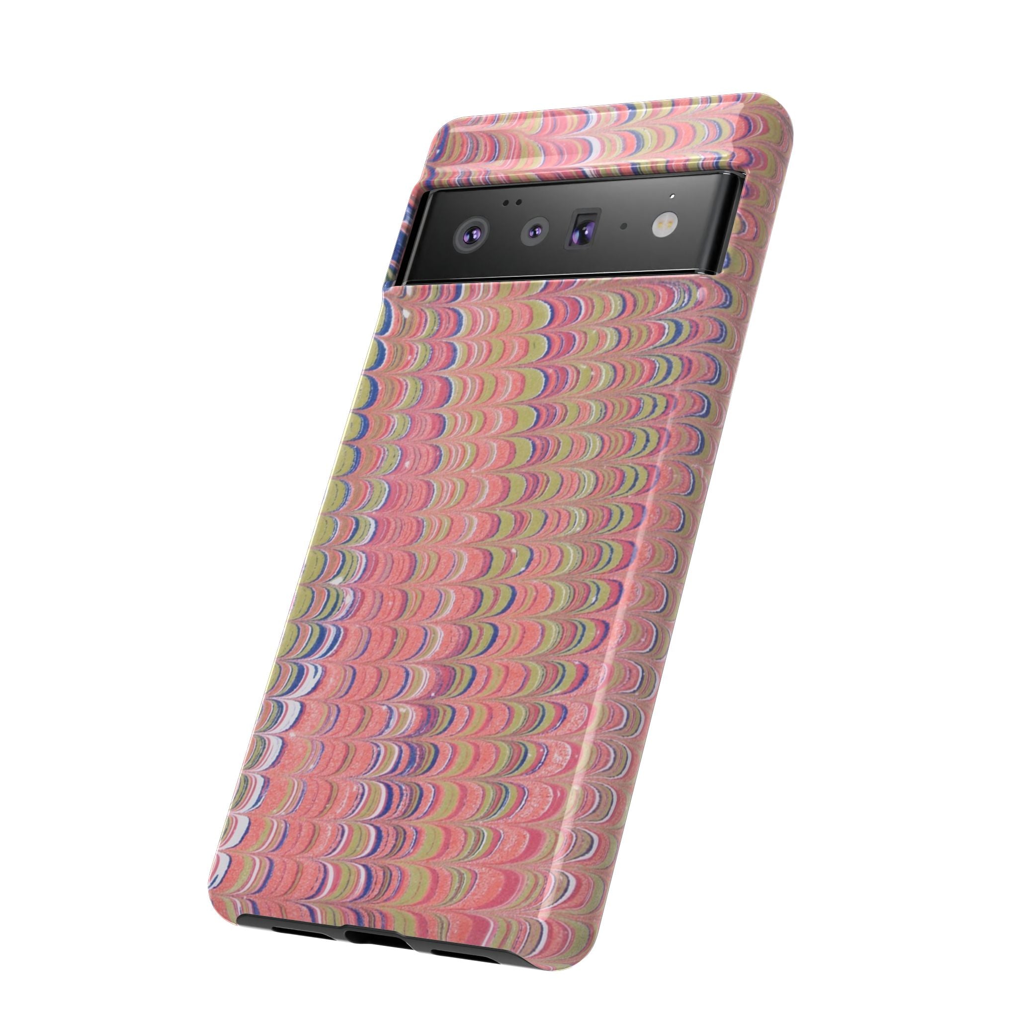 Pink Pastels Feather Marbled Vintage Design iPhone 16 + Samsung + Apple + Google - all models