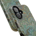 iPhone17 + All Models Phone Cases, Italian Peacock Feather Design, Stylish Impact-Resistant Shell, Protective Cover, Green Peacock Print