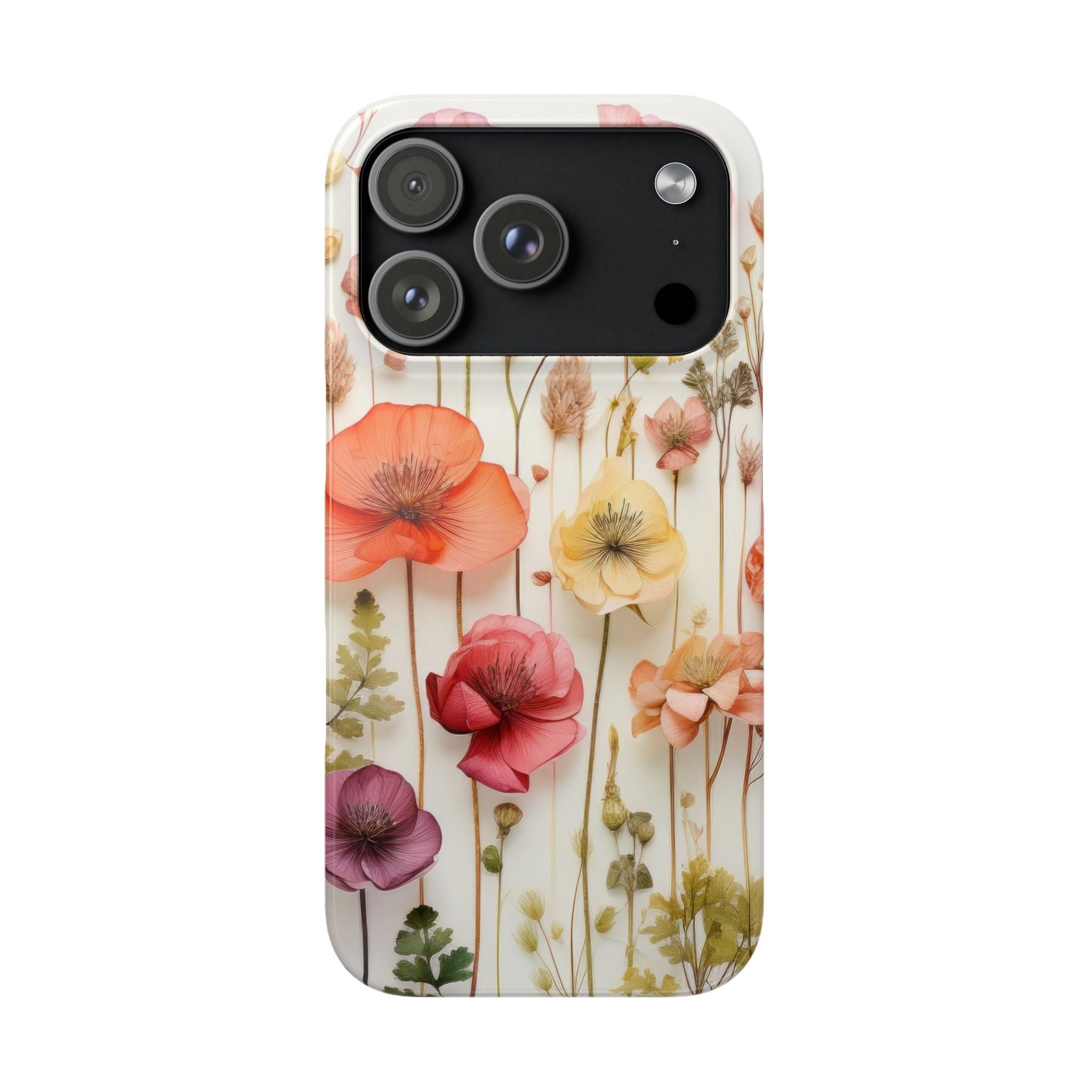 Pink Floral Pressed Flowers - Slim Case