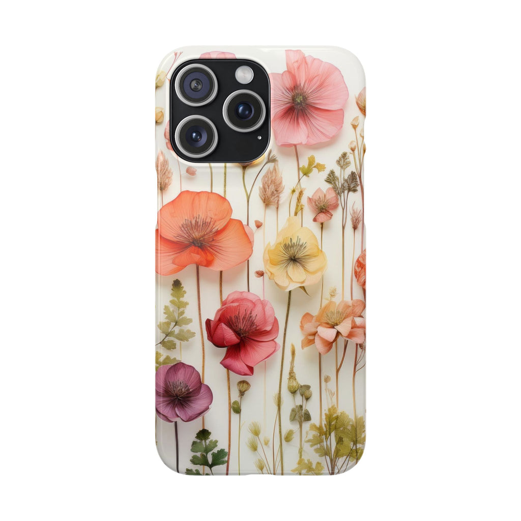 Pink Floral Pressed Flowers - Slim Case