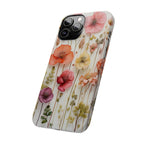 Slim Phone Case - Pink Floral Pressed Flowers iPhone 17 and Other Sizes - Glossy Finish