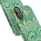 Marbled Feather Green Swirl - Single Layer Slim Phone Case