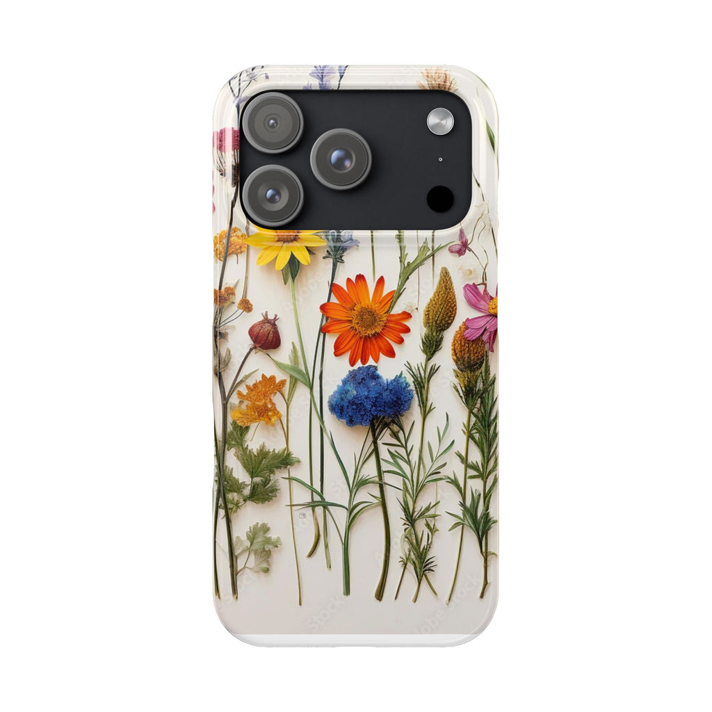 Floral Phone Cases, Slim Protective Cover, Pressed Flowers Design, iPhone 17 Case, Botanical Phone Accessories, Floral Theme Phone Case