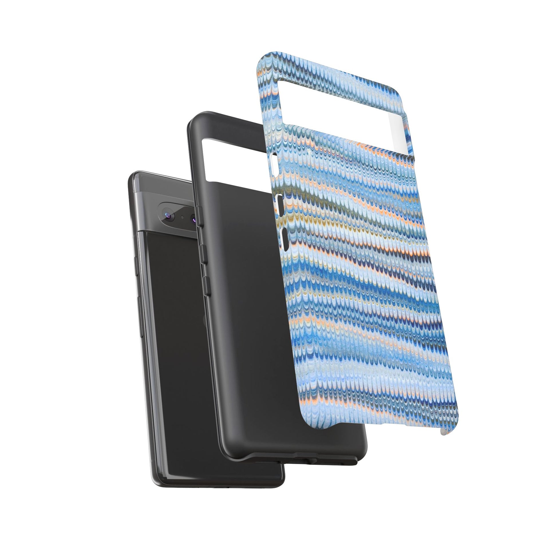 Blue Marbled Phone Cases iPhone 16 + Samsung + Apple + Google - all models, Vintage Marbled Design - Tough Cases