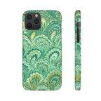 Marbled Feather Green Swirl - Single Layer Slim Phone Case