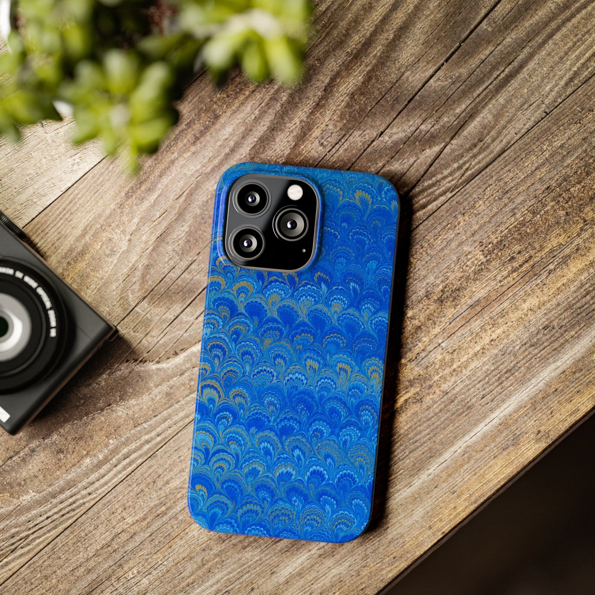 Blue Marbled Design, Italy Feather Phone Case, Multi-Color, Slim Phone Cases, Case-Mate IPHONE16 and all sizes
