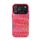 Pink and Gold Marbled Peacock Durable Phone Case - Olive Green and Brown - Matte or Glossy