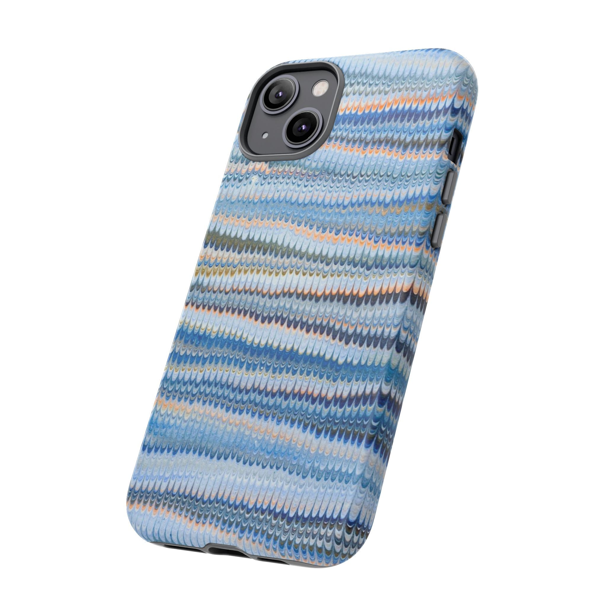 Blue Marbled Phone Cases iPhone 16 + Samsung + Apple + Google - all models, Vintage Marbled Design - Tough Cases