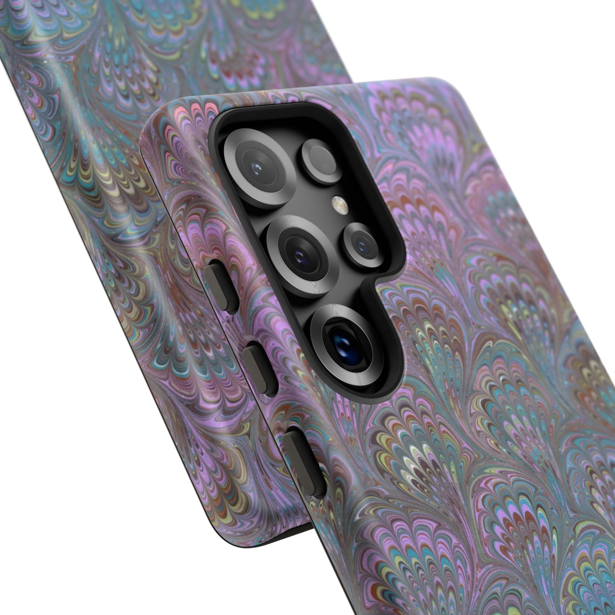 Lavender Marbled Peacock Durable Phone Case - Matte or Glossy