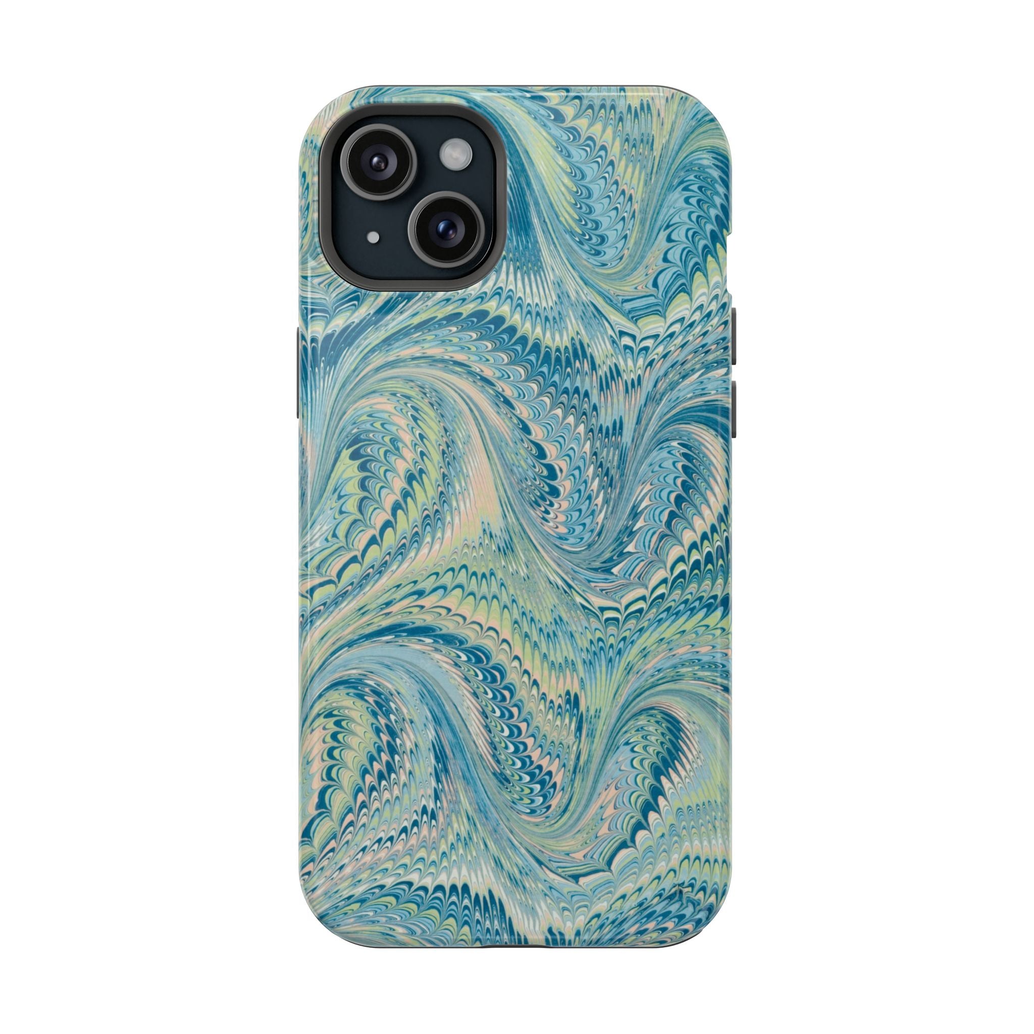 Aqua + Green Marble Phone Case - Impact-Resistant MAG SAFE - Dual Cover Design
