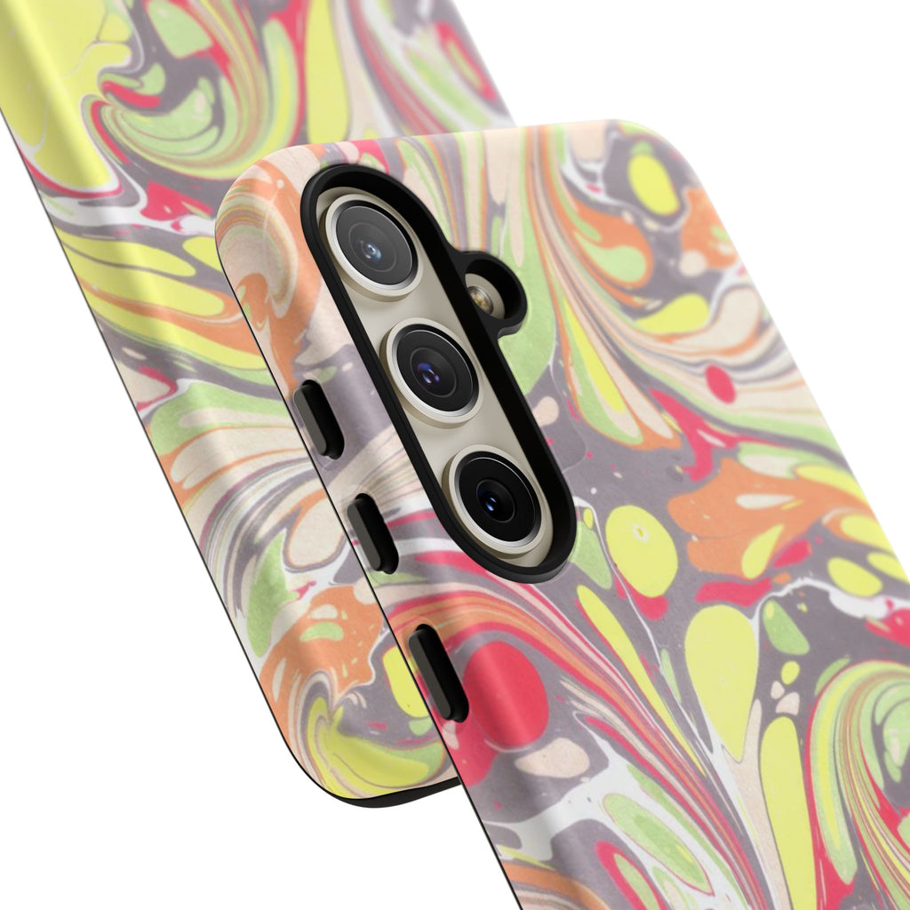 Yellow and Pink Swirl Marbled Italian Phone Case - Dual Layer - Matte or Glossy