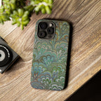 Green Marbled Peacock Durable Phone Case - Matte or Glossy