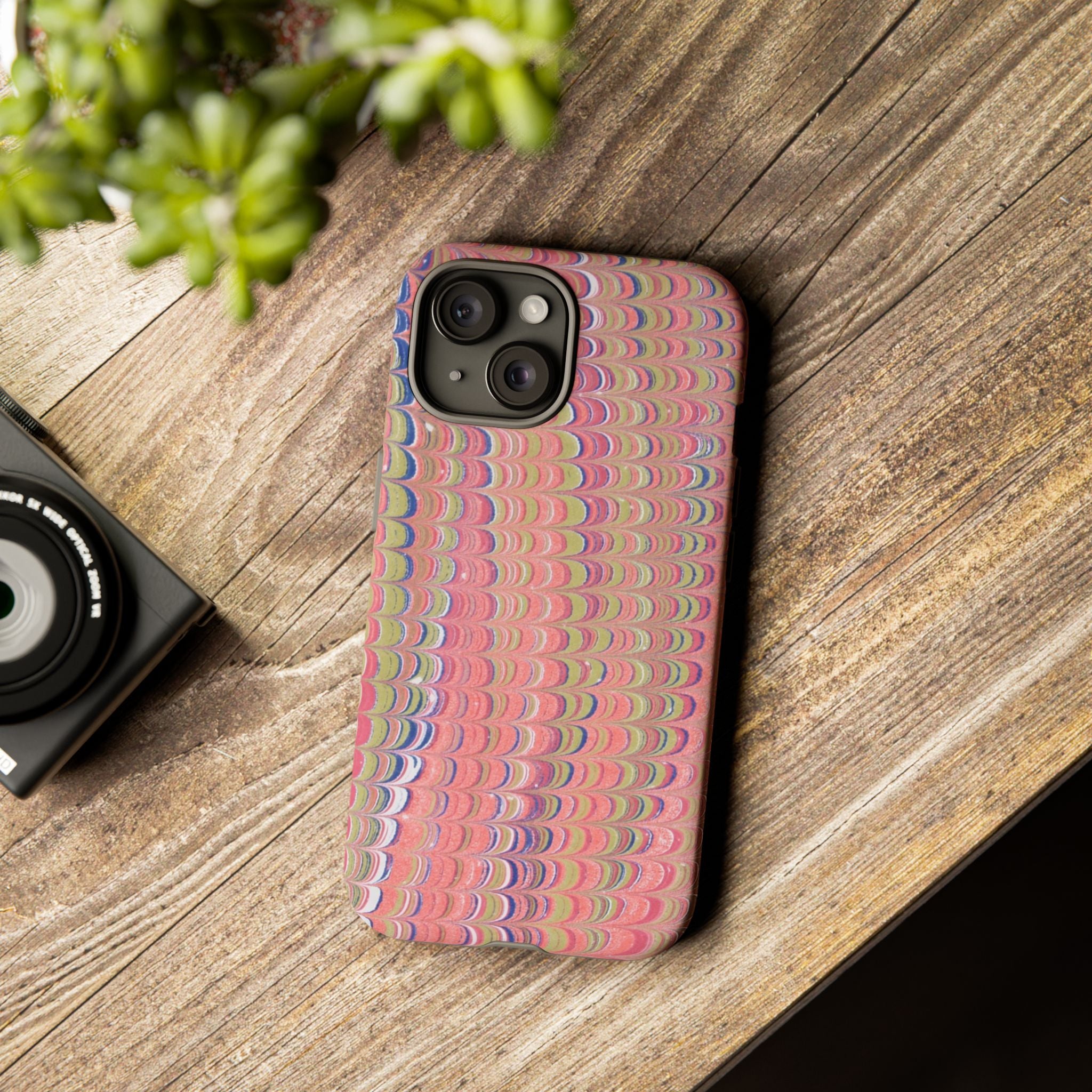 Pink Pastels Feather Marbled Vintage Design iPhone 16 + Samsung + Apple + Google - all models