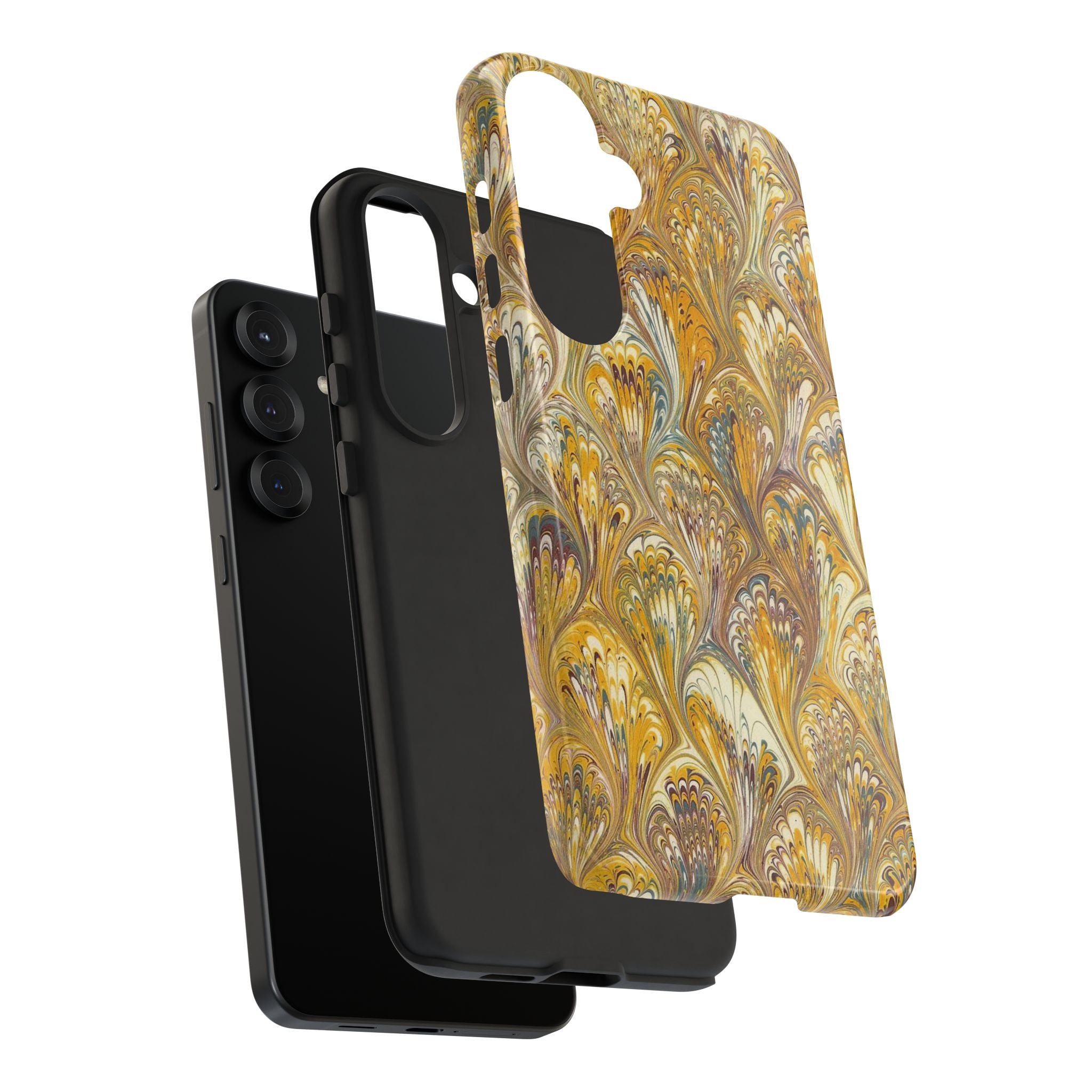 Golden Yellow Marbled Italian Phone Case - Dual Layer - Matte or Glossy