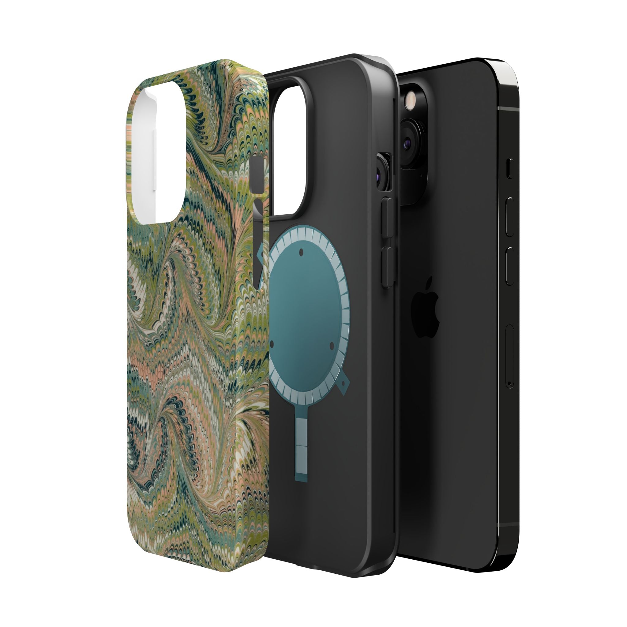Green Pastel Italian Marble Design Magnetic MAG SAFE High Impact iPhone Cases