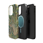 Green Pastel Italian Marble Design Magnetic MAG SAFE High Impact iPhone Cases