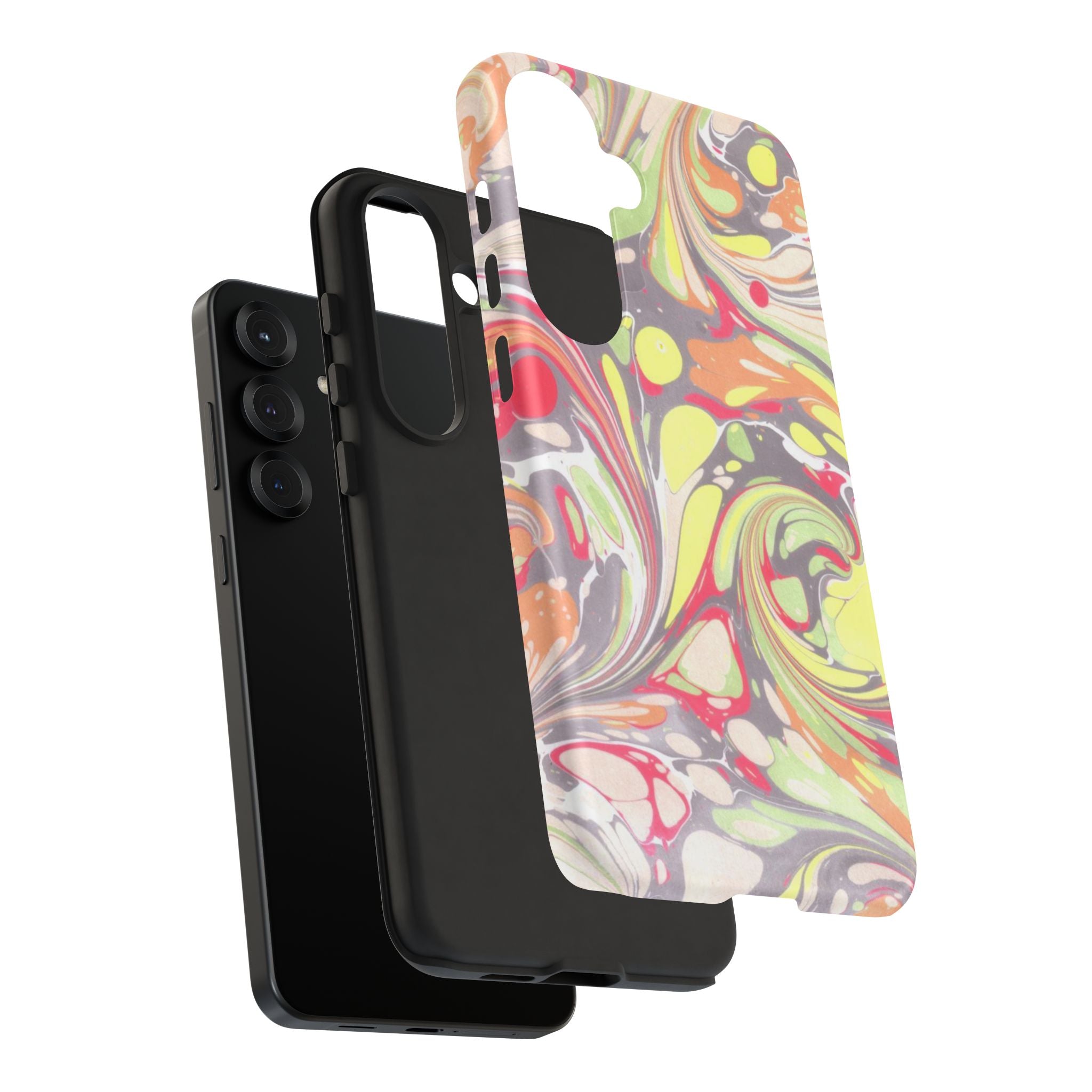 Yellow and Pink Swirl Marbled Italian Phone Case - Dual Layer - Matte or Glossy