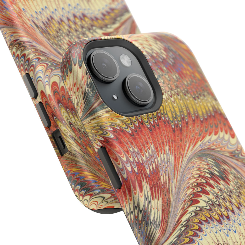 Rust + Gold Italian Marbled Design Magnetic MAG SAFE - Dual Layer Case - Glossy or Matte