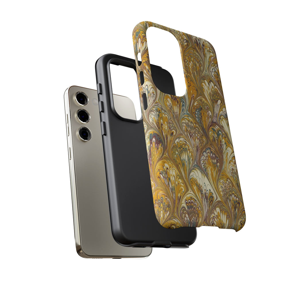 Golden Yellow Marbled Italian Phone Case - Dual Layer - Matte or Glossy