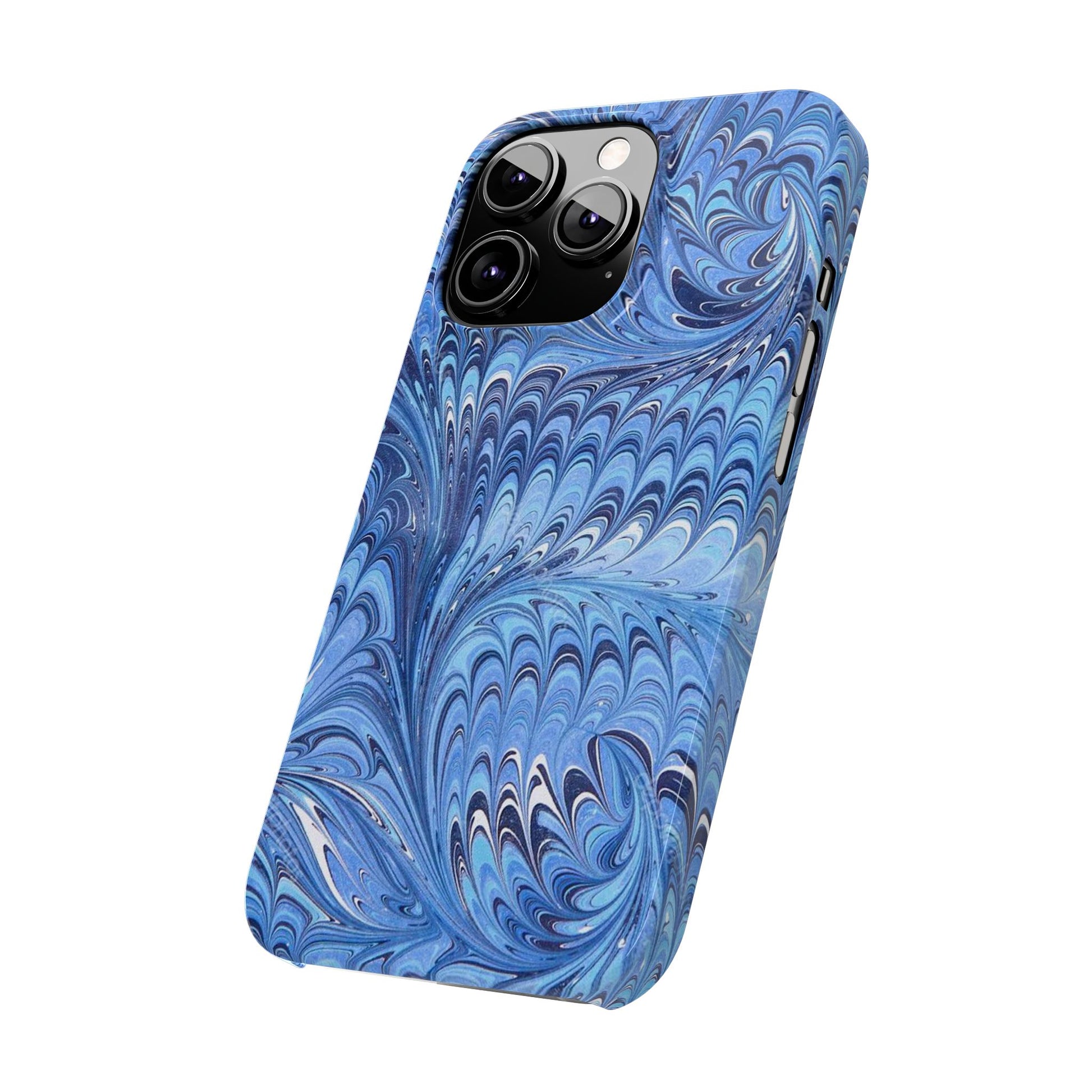 Blue Italian Marbled Design, Green and Blue Pallet, Slim Phone Case