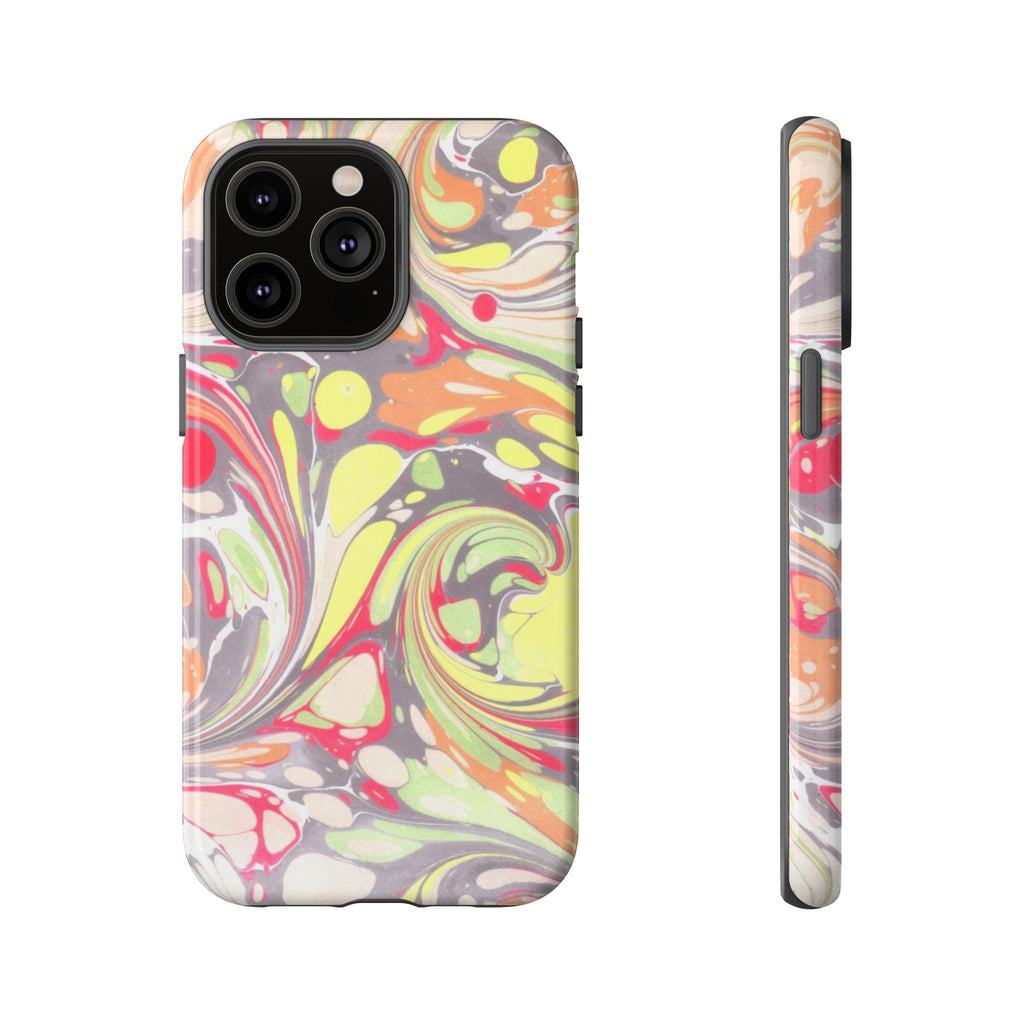 Yellow and Pink Swirl Marbled Italian Phone Case - Dual Layer - Matte or Glossy