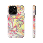 Yellow and Pink Swirl Marbled Italian Phone Case - Dual Layer - Matte or Glossy