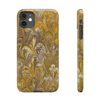 Golden Yelllow Hand-Marbled Florentine Italian Phone Case for iPhone 17 and all sizes