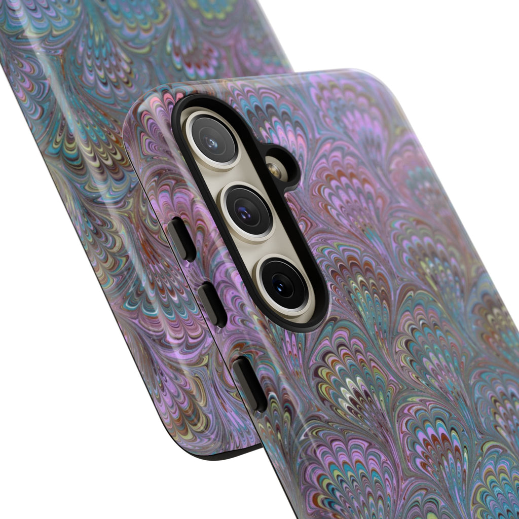 Lavender Marbled Peacock Durable Phone Case - Matte or Glossy