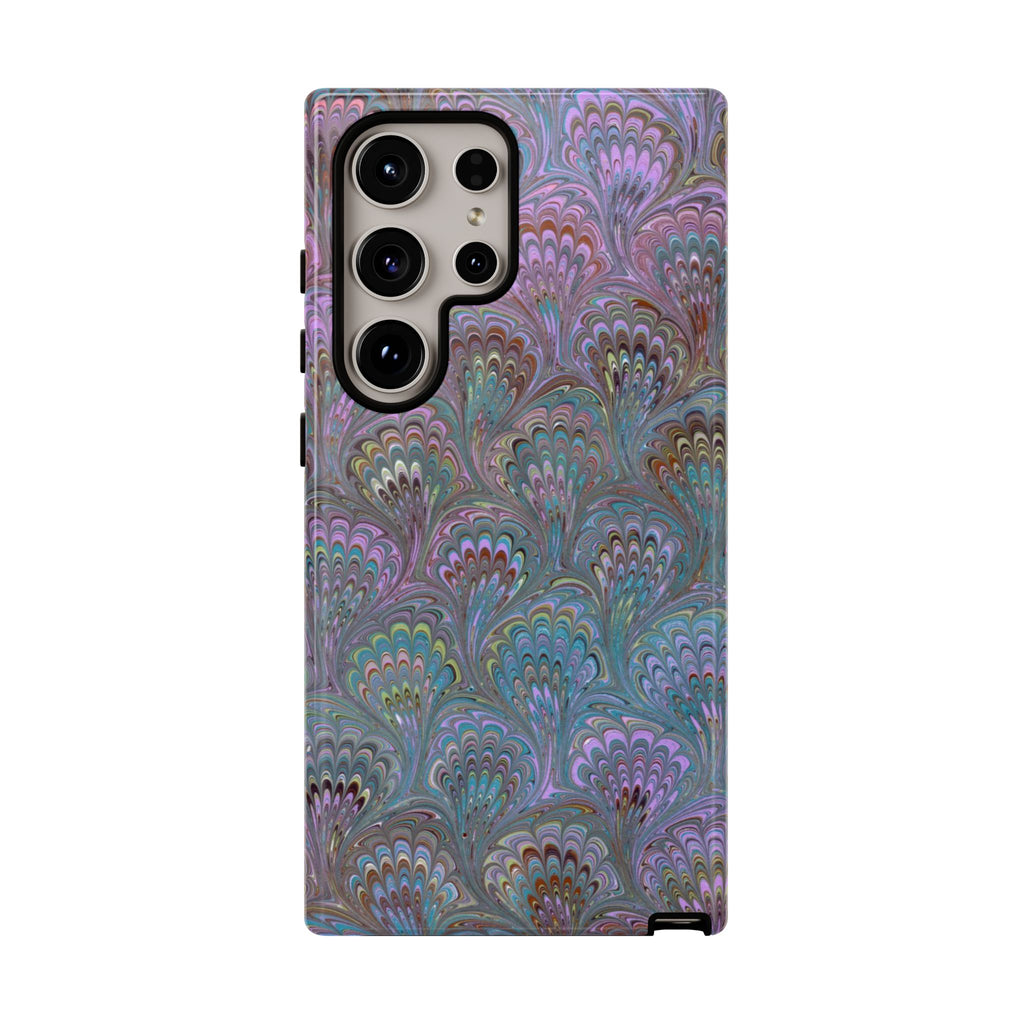 Lavender Marbled Peacock Durable Phone Case - Matte or Glossy