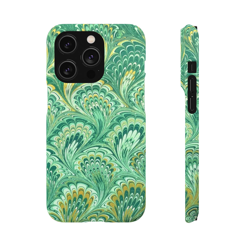 Marbled Feather Green Swirl - Single Layer Slim Phone Case