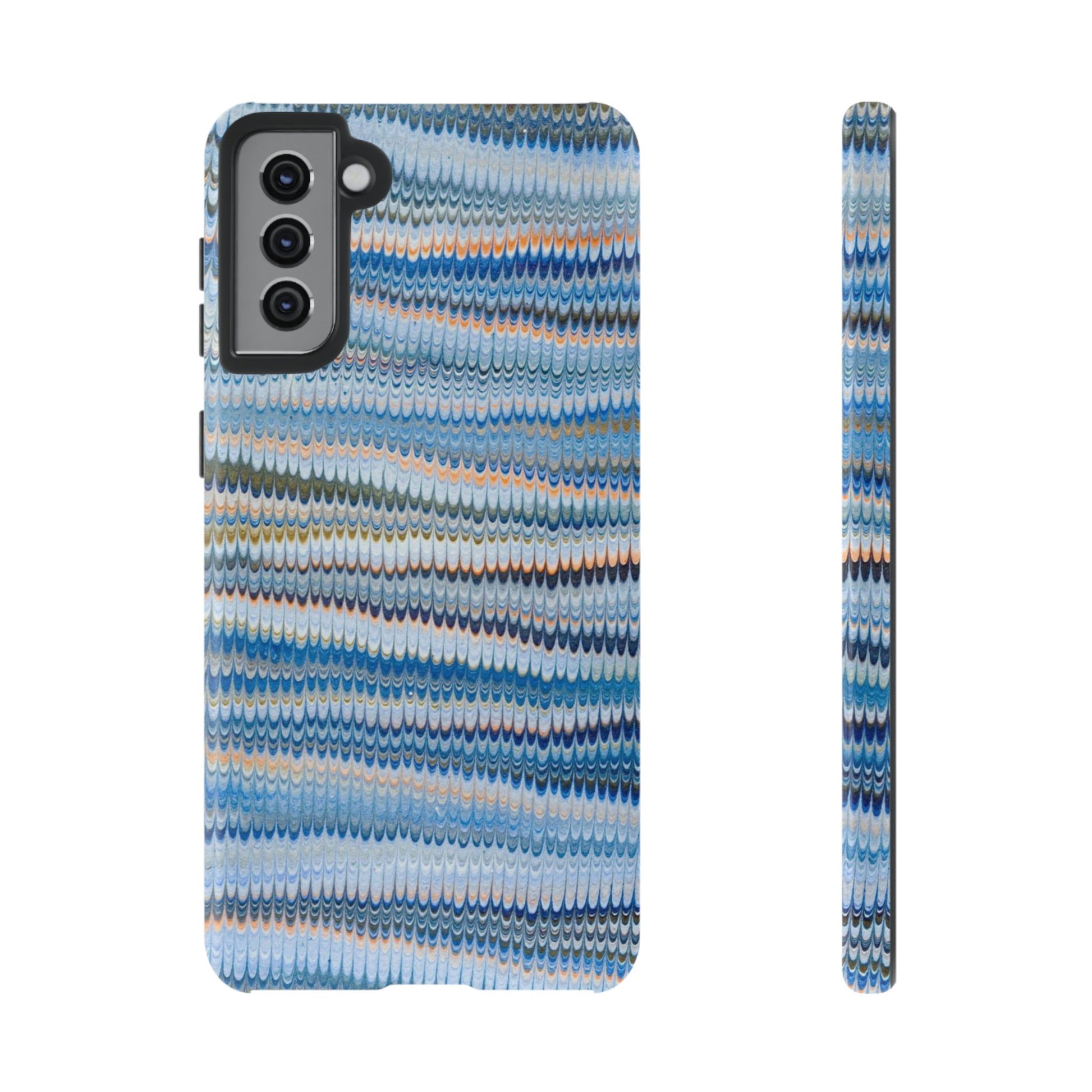 Blue Marbled Phone Cases iPhone 16 + Samsung + Apple + Google - all models, Vintage Marbled Design - Tough Cases