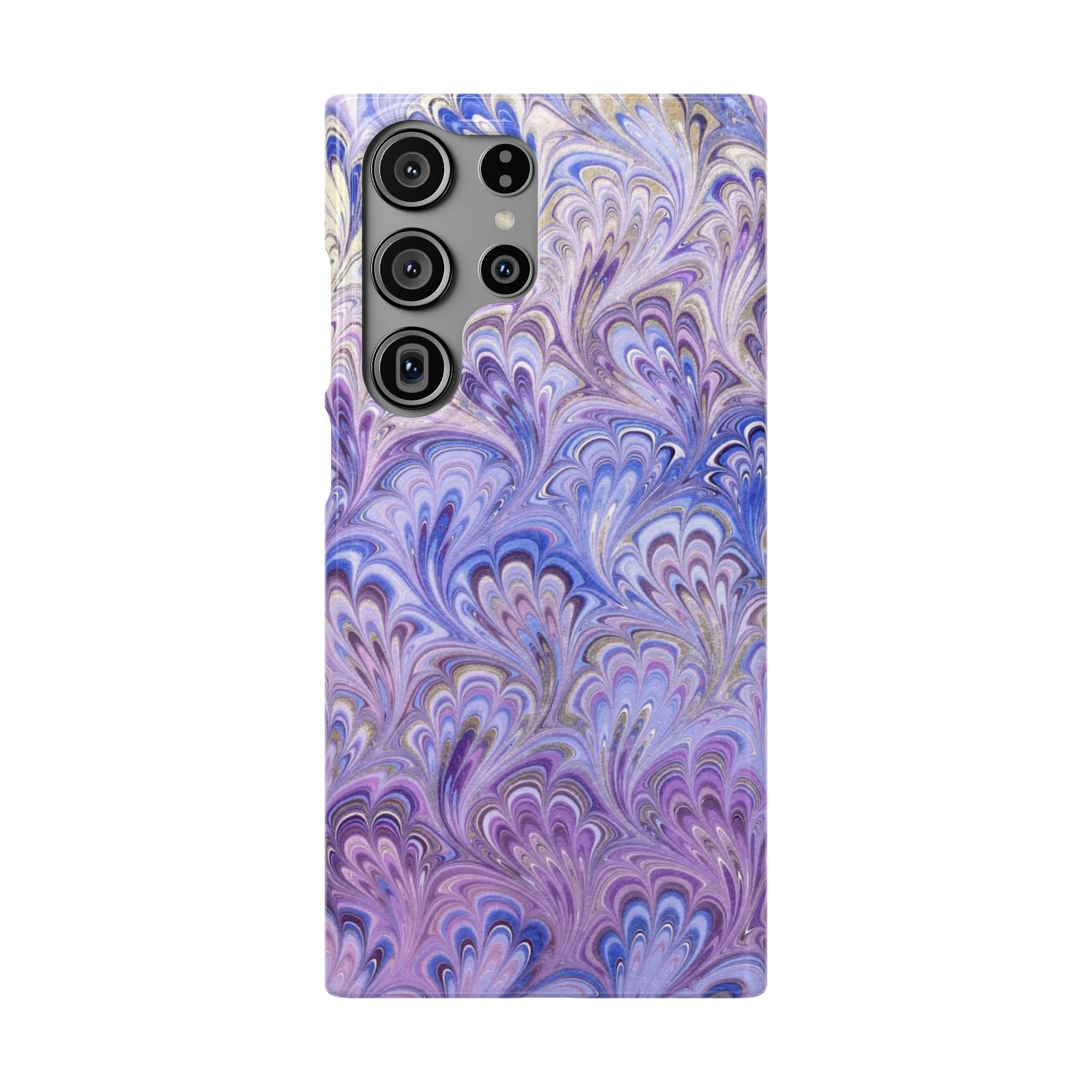 Marbled Feather Lavender + Purple Swirl - Single Layer Slim Phone Case
