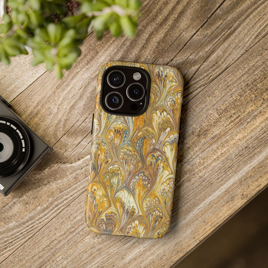 Golden Yellow Marbled Italian Phone Case - Dual Layer - Matte or Glossy