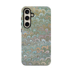 Blue and Green Feather Marbled Phone Case — Dual Layer - Tough Protective Phone Cover