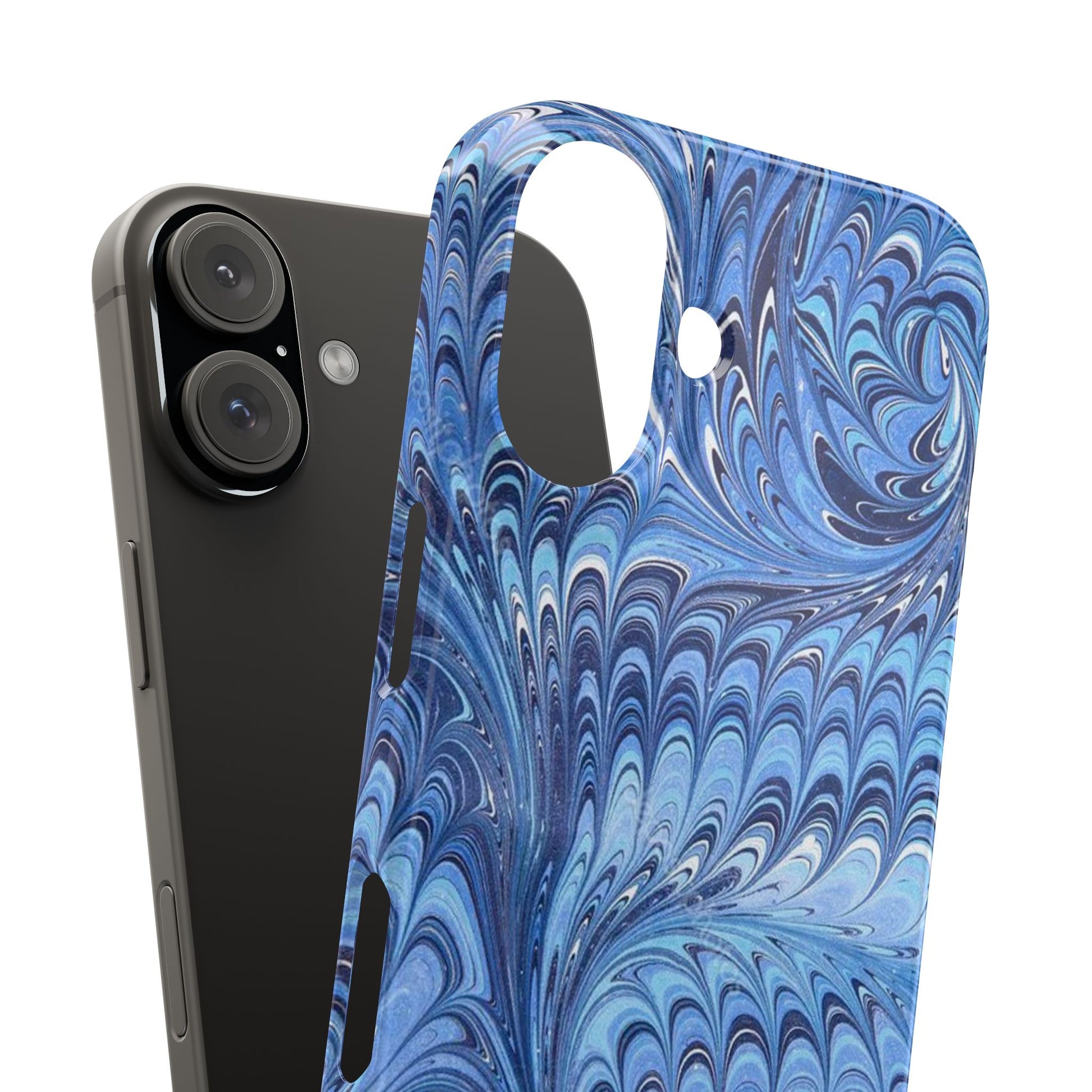 Blue Italian Marbled Design, Green and Blue Pallet, Slim Phone Case