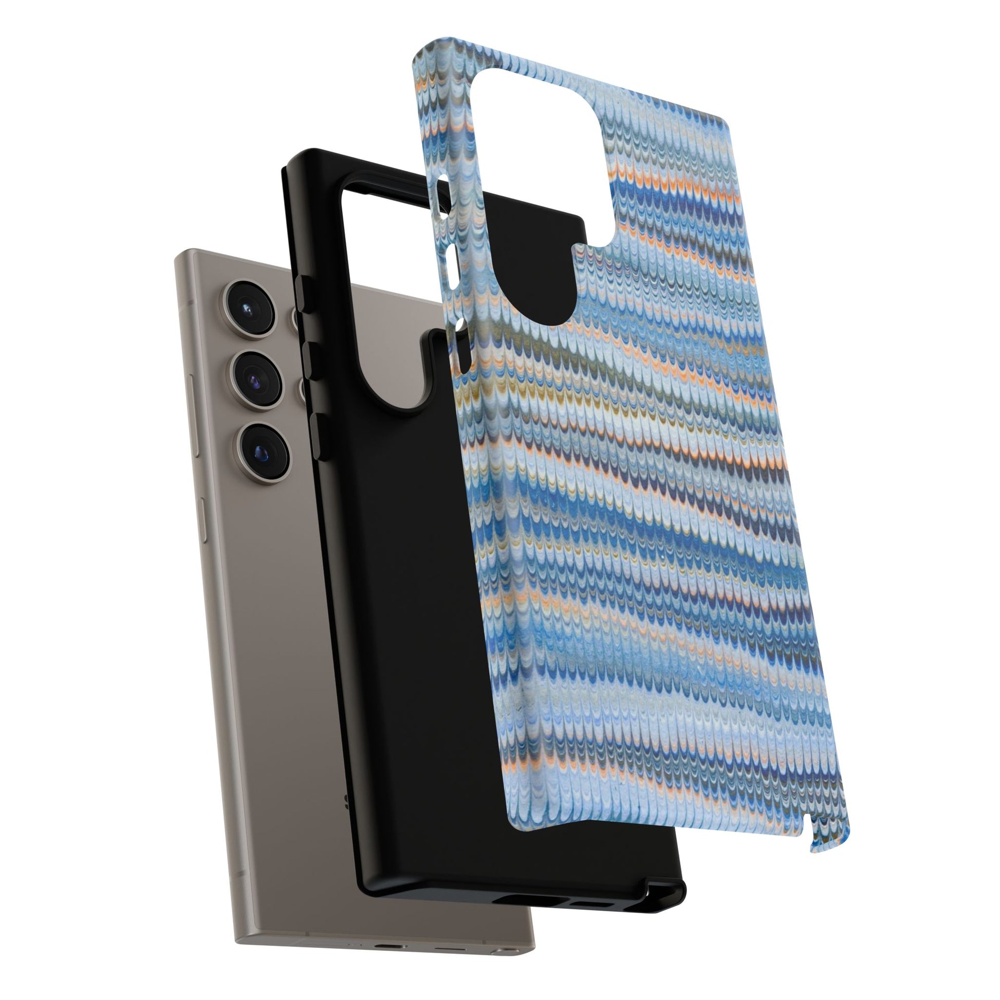 Blue Marbled Phone Cases iPhone 16 + Samsung + Apple + Google - all models, Vintage Marbled Design - Tough Cases
