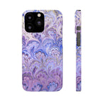 Marbled Feather Lavender + Purple Swirl - Single Layer Slim Phone Case