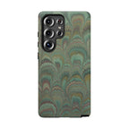 Marbled Peacock Durable Phone Case - Olive Green and Brown - Matte or Glossy