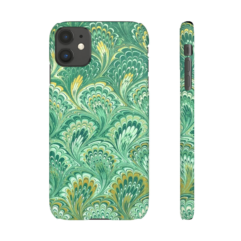 Marbled Feather Green Swirl - Single Layer Slim Phone Case