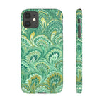 Marbled Feather Green Swirl - Single Layer Slim Phone Case