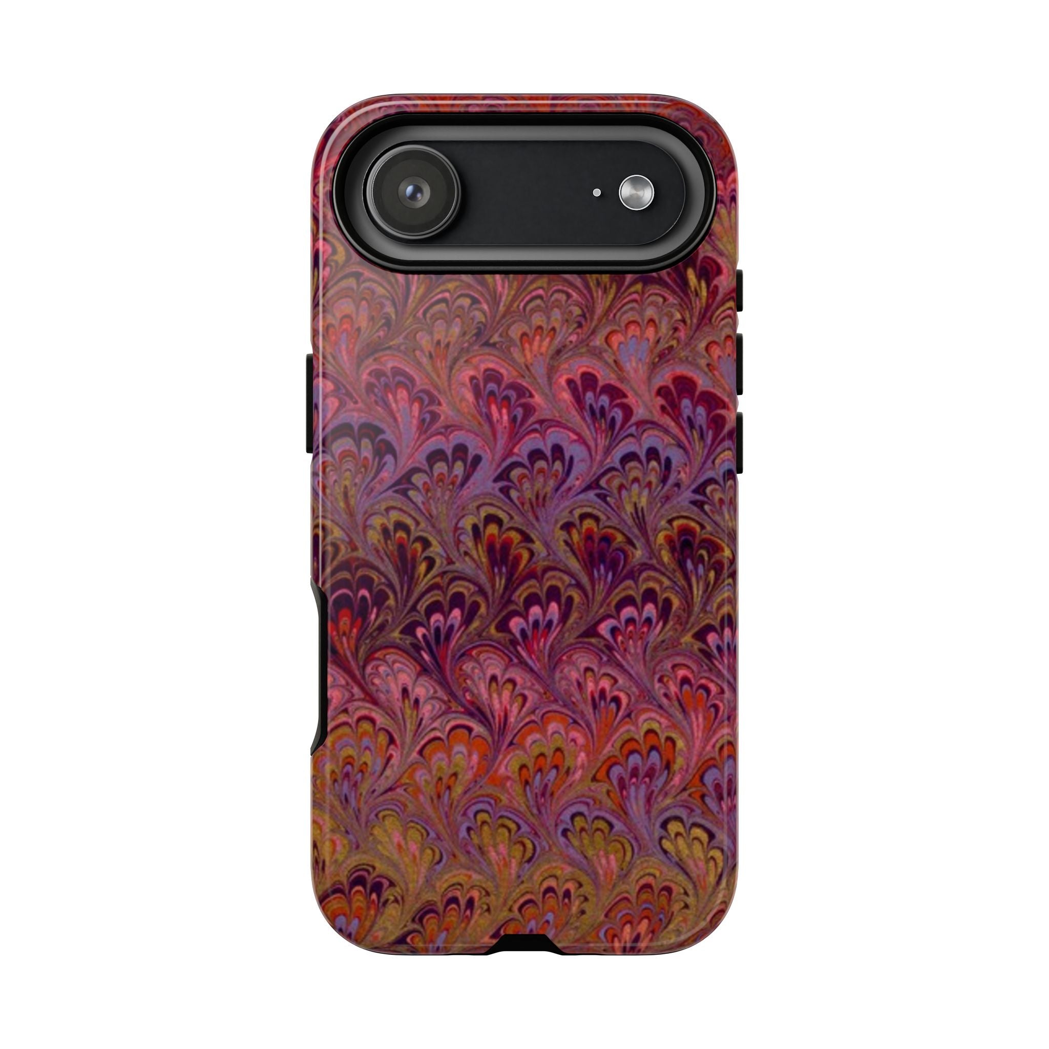 Burgundy + Lavender Feather Vintage Italian Marble - Dual Layer Phone Cases