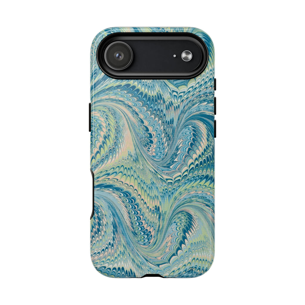 Aqua + Green Marble Phone Case - Impact-Resistant Durable - Dual Cover Design