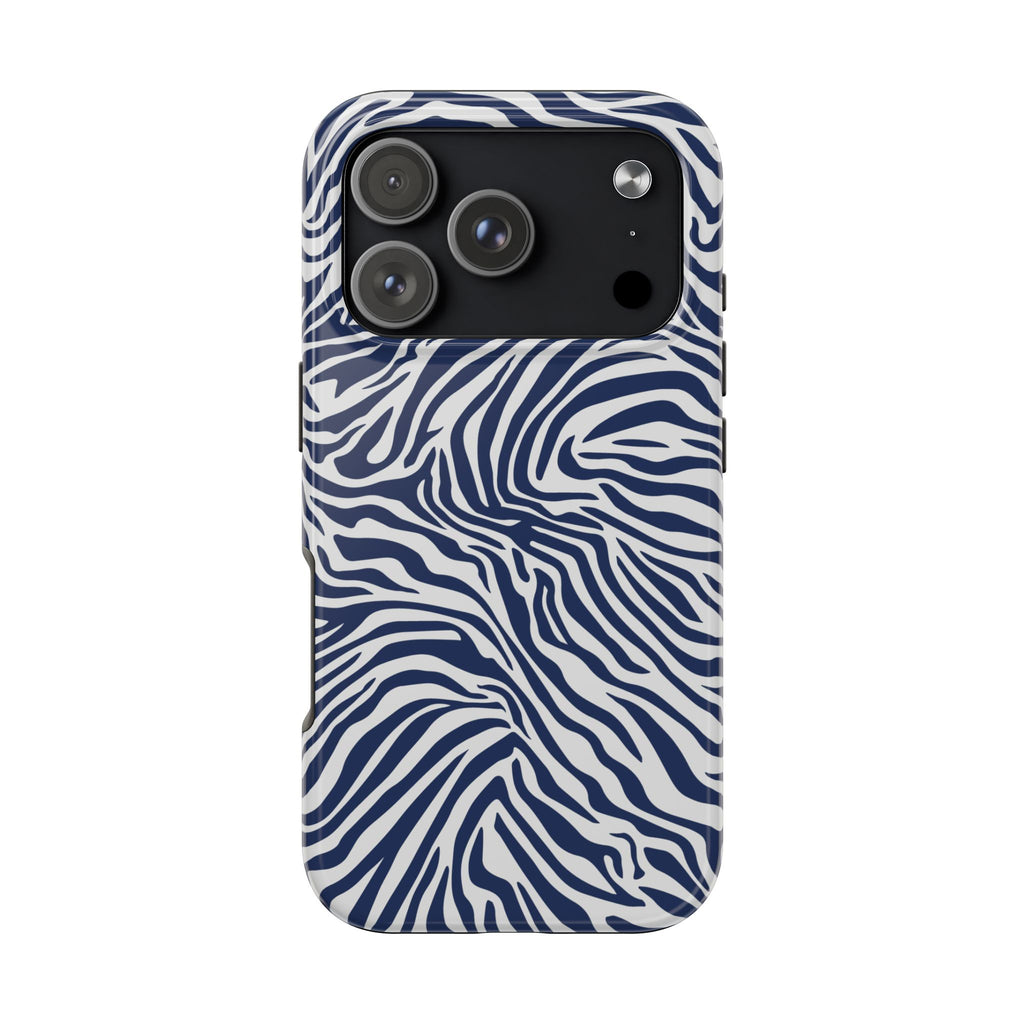 Zebra Print Navy + White - Dual Layer Phone Case