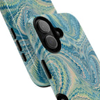 Aqua + Green Marble Phone Case - Impact-Resistant Durable - Dual Cover Design