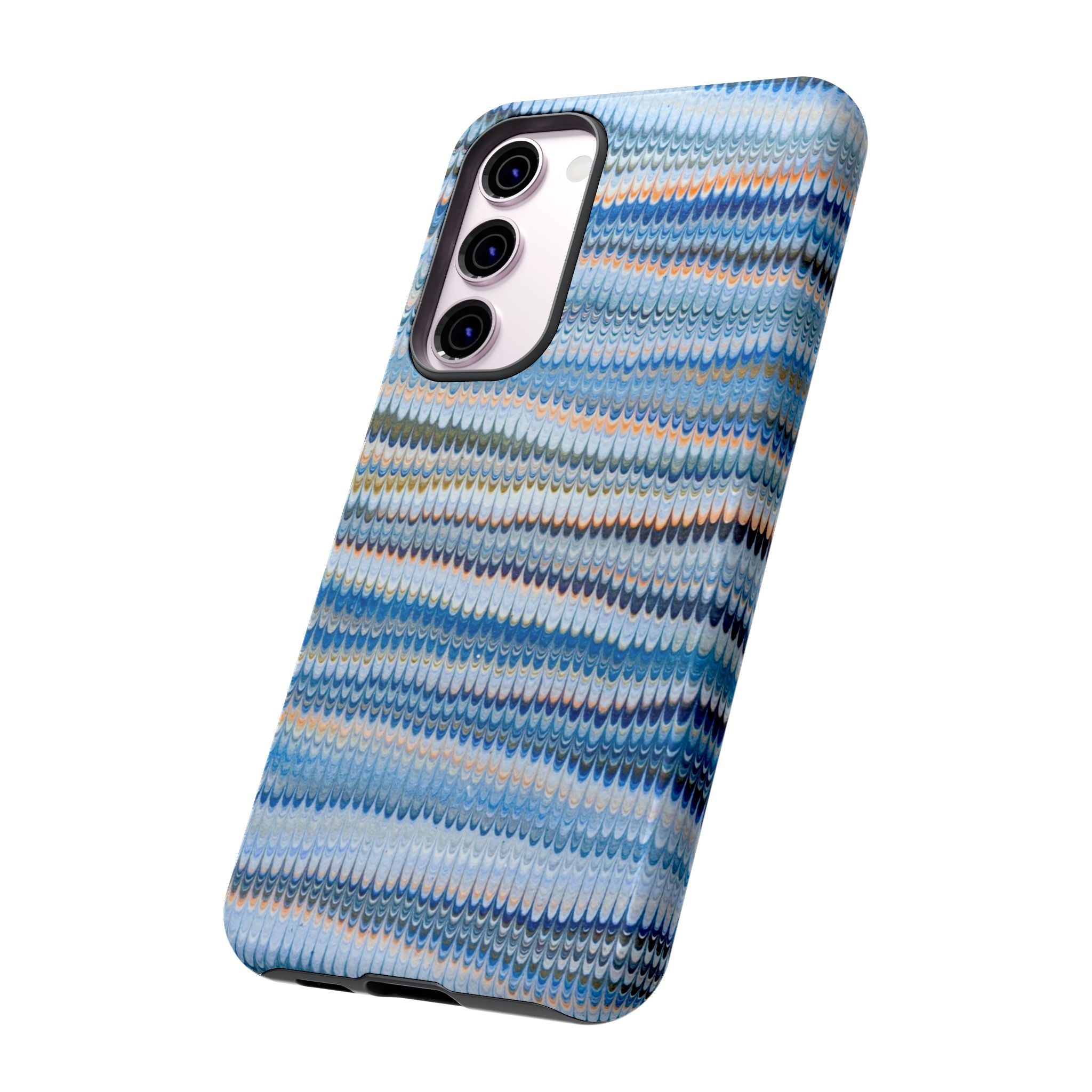 Blue Marbled Phone Cases iPhone 16 + Samsung + Apple + Google - all models, Vintage Marbled Design - Tough Cases