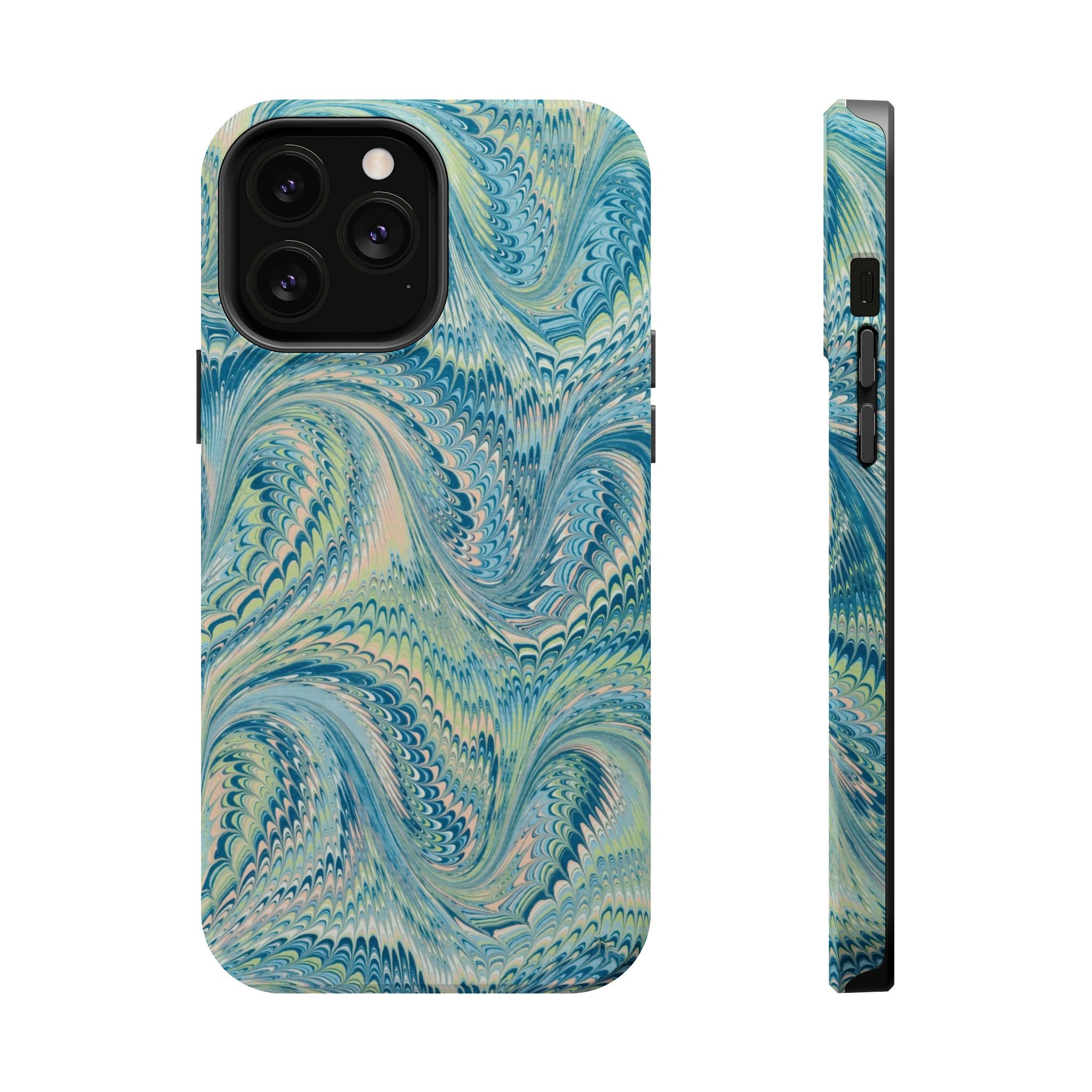 Aqua + Green Marble Phone Case - Impact-Resistant MAG SAFE - Dual Cover Design